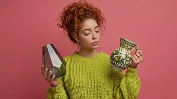 Lady choosing a vase