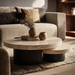 Table with pottery pieces